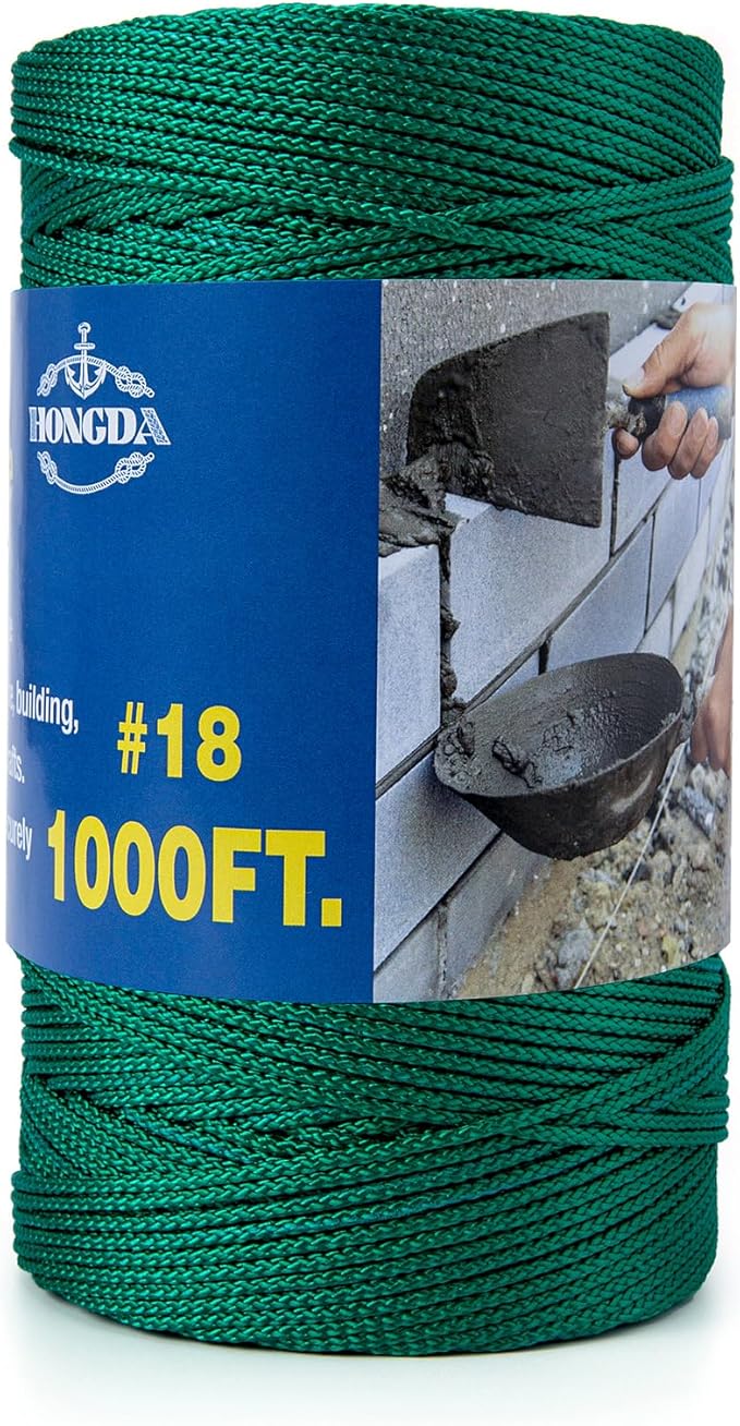 HONGDA Nylon Twine, 1000 Feet #18 Braided Nylon Mason line String Perfect for Masonry Jobs and for The Layout of General Construction, Gardening, DIY Project, Hunter Green