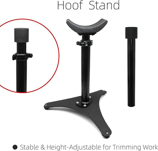 9PCS Farrier Tools Kit for Horses ??Hoof Trimming Set with Hoof Stand, Hoof Nipper, Hoof Pick, Hoof Knife, Rasp File, Clinch Cutter, Horseshoe Pliers & Sharpener for Farriers Horse Owners