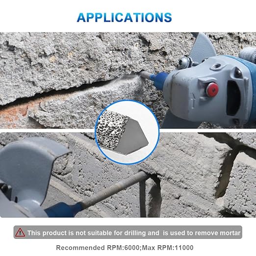 Diamond Mortar Raking Bit - BRSCHNITT Mortar Raking Tuck Pointing with Carbide Tipped for Granite Marble Concrete Masonry Stone Removals Vacuum Brazed Bit 5/8-11 Thread (8 * 42mm 5/16"*1)