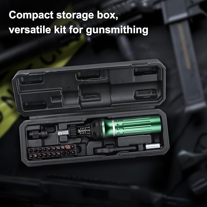 Torque Screwdriver 10-80 in.lb, Torque Screwdriver Set with 1/4" Elastic Bit Holder, 1/4" Bit Adapter, Flat, Hex, Torx and Philips Bits, Suitable for Gunsmithing, DIY, Bicycle Maintenance