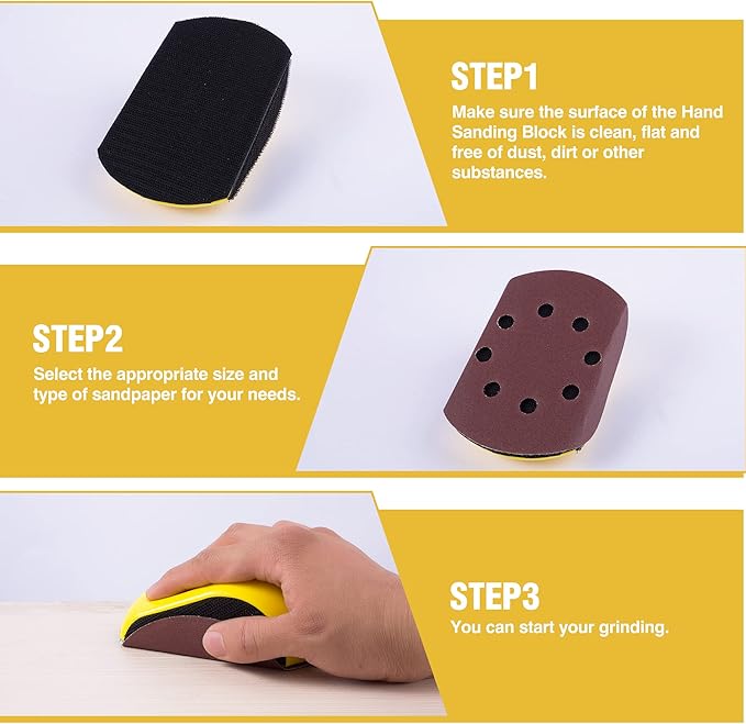 Sanding Block 1 PCS Hand Sander 5 Inch Hook and Loop Sanding Block 1 Pack Automotive Sanding Block for Woodworking,Furniture Making,DIY Handicrafts,or Car Repairs