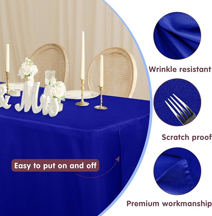 HolidayIdeas 2 Pack Fitted Table Clothes - 48 x 24 Inch - Royal Blue Rectangle Tablecloths for 4 Foot Tables, Polyester Fabric Tablecloth for Trade Show, Craft Show, Party, Birthday