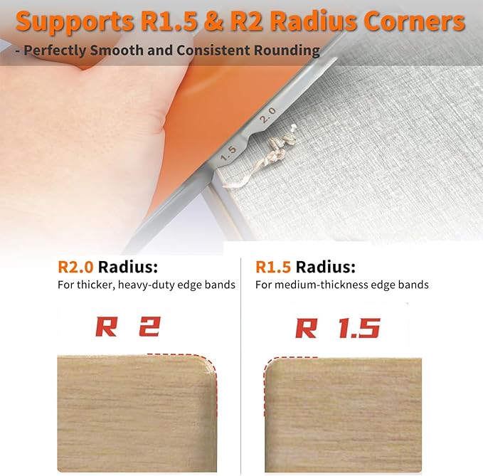 Edge Banding Trimmer 3-in-1 with Stainless Blades & Ergonomic Grip | for Deburring, Planing, Correcting Wood, Veneer, PVC | Use on Straight, Curved, Chamfered Edges | Gift for Woodworkers, DIYers, Dad