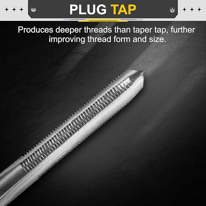 uxcell Hand Plug Tap M3.5 x .35 H2 Metric Thread Plug Style Taps Straight Flute Screw Tapping Threading Tool High Speed Steel HSS6542