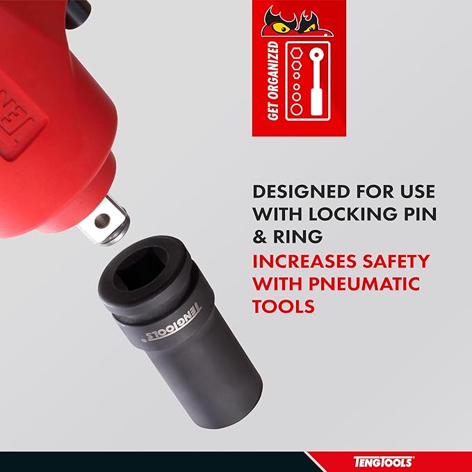 Teng Tools 33MM 1 Inch Drive 6 Point Metric Deep Thinwall Chrome Molybdenum Impact Socket | Mechanic Tool | Hand Tool - 910633