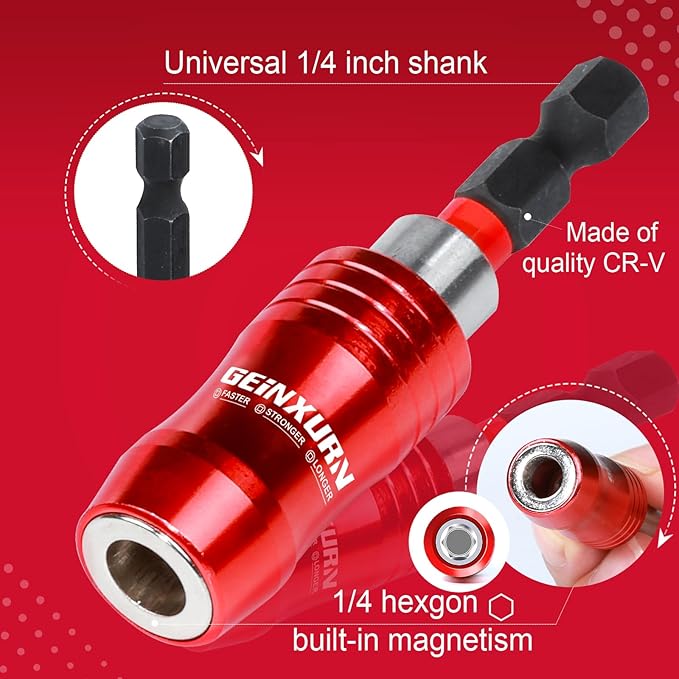 2.5 Inches Impact Screwdriver Bit Holders with 10 Pcs Screwdriver Bit,Strong Magnetic Extension Quick-Change Socket Drill Bit Holder Quick Release Drill Bit Guide