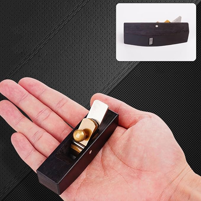 Mini Planer Ebony Hand Plane Tool With Polished Steel Blade For Burr-Free Wood-Finishing And DIY Carpentry, 8X2x2.2 Cm(round bottomed)