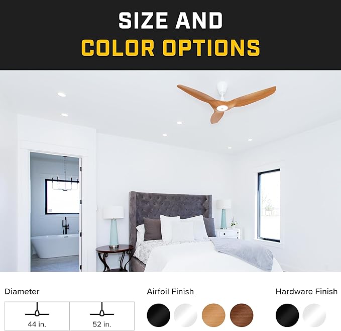 Big Ass Fans ??Haiku L, Smart Ceiling Fan ??Energy Efficient Cooling for Home, Bedroom, Office, Living Space, and More ??16 Lighting Settings with 7 Speed Settings ??52??- Caramel/White