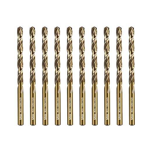 SALI Cobalt Drill Bit Set, 10Pcs 15/64" M35 High Speed Steel Jobber Length Drill Bit Kit for Hardened Metal, Stainless Steel, Cast Iron, Wood and Plastic, with Index Storage Case