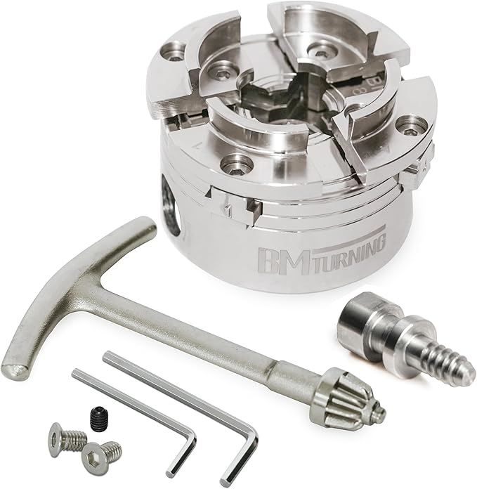 3.5??Self-Centering Four-Jaw Universal Nickel-Plated Chuck for Spindle and Faceplate Work for Woodturning Lathe, Compatible with Super NOVA2, G3 Nova.