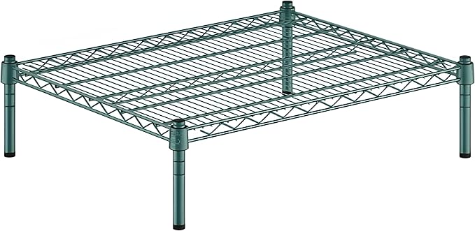 24" x 30" x 8" Green Epoxy Wire Storage Shelf, Dunnage Rack, Commercial 1 Tier Small Shelf