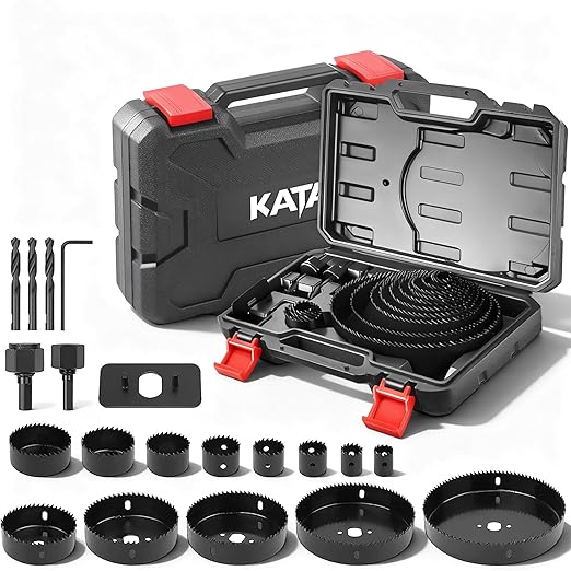 KATA 20PCS Hole Saw Kit, Hole Saw Set with 3/4"-6"(19-152mm) Saw Blades, Hole Saws Drill Bits Hole Cutter Kits with Storage Case, Holesaw Cutting for Soft Wood, Plywood, Drywall, PVC