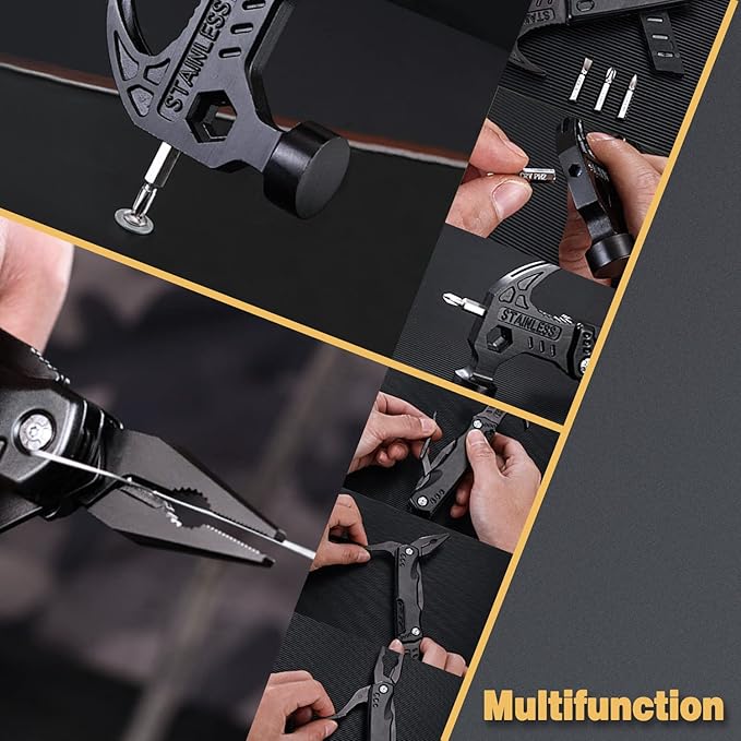 Custom Gadgets Gifts For Him, Dad, Fathers Day Tool Gifts From Daughter Son, Grandpa Gift, Valentines Anniversary Birthday Gift For Husband Boyfriend Fiancé, 14 In 1 Tools Mini Hammer Multitool