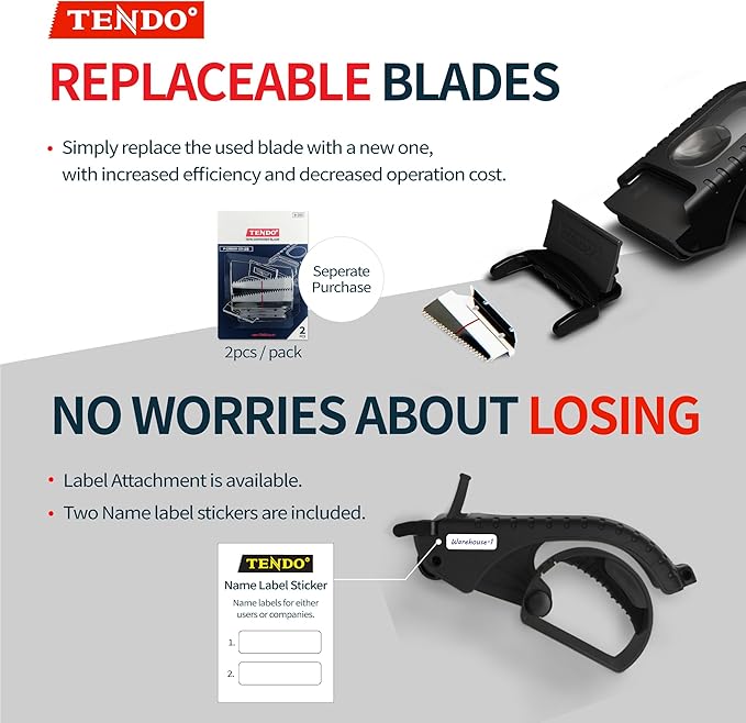 Heavy Duty Shipping Tape Dispenser: TENDO째 Premium Line ??Reusable, Replaceable, Eco-Friendly 2?쇺?Master Piece Dispenser for Pros with Patented 10째 Sloped Chromium Blades - P-2200 (4th Gen.)_Black