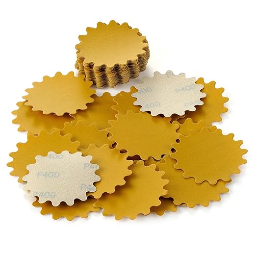 MAXMAN 50 PCS Hook and Loop Sanding Discs, 3-Inch Flex Edge Wavy Sander Pads Alumina Orbital Sandpaper 400 Grit - Perfect for Sanders Hand Drill, Bowl Sanders & Woodworking Wood Auto, No Hole