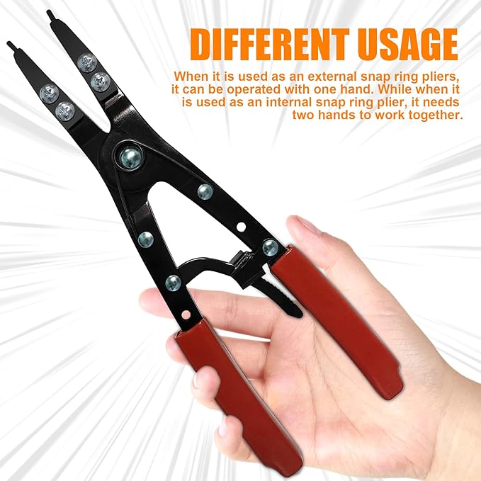 38700 Spindle Snap Ring Pliers Internal External, 10" Large Snap Ring Pliers Heavy Duty Circlip Pliers Car Repair Tools Kit for for Ford SD Uninstall Remove Tools with Ratchet Locking 2025 Upgraded