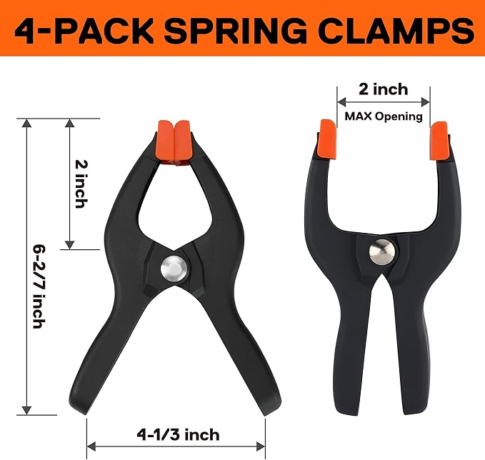 PONY 5-in-1 Strap Clamp with 4-Pack 6-2/7" Spring Clamps, Woodworking Frame Clamping Strap Holder, Rapid Acting Band Clamp