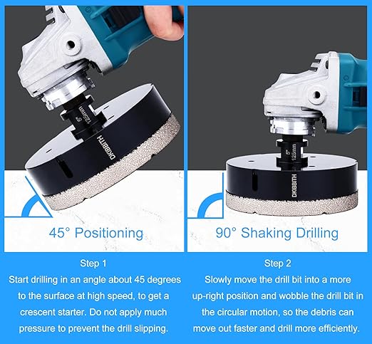 DKIBBITH 5" Dry Diamond Core Drill Bit, Tile Hole Saw for Ceramic Porcelain Granite Quartz Marble Tiles Stone Brick Glass Block with 5/8-11 Thread Fit Angle Grinders, 125mm Black
