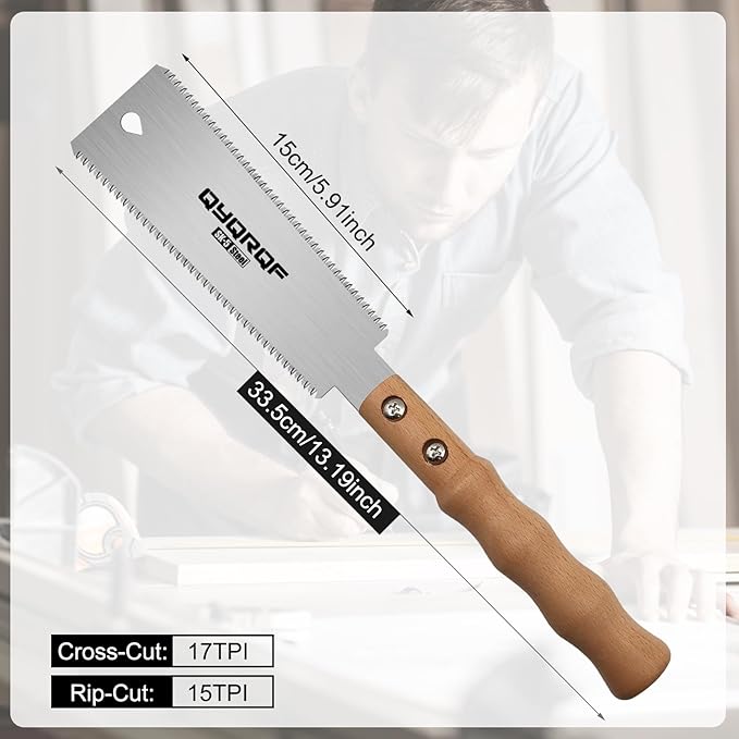 Mini Hand Saw, 6 Inch Japanese Pull Saw with Double Edges 15/17 TPI Flush Cut Saw for Woodworking DIY Projects (style B)
