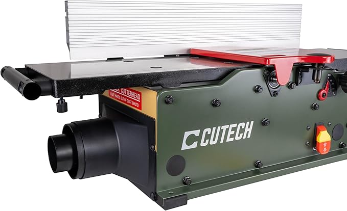 Cutech 40180HI 8-Inch Spiral Cutterhead Benchtop Jointer with Cast Iron Tables, 16 TC Inserts, Extra Long 24" Aluminum Fence, Additional 7-3/8" Fence Brackets, and a 10-amp Motor