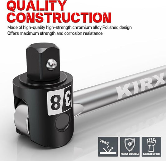 17.5-Inch 3/8??Drive Breaker Bar, Heavy Duty Extension Breaker Bar, 250째 Rotatable Head, Premium Chromium Molybdenum Steel, Mechanical Work, Automobile and Motorcycle Maintenance and Repair