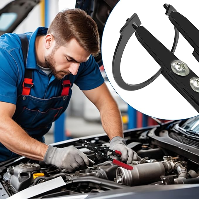 Snap Ring Pliers, 38700 External Heavy Duty Circlip Plier Rigid Automotive Tools Compatible with 2007 and Newer Ford Pickups Anti-slip Snap-ring Installation Removal Kit with Ratchet Locking Design