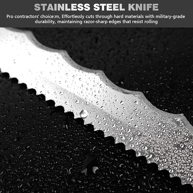 Insulation Knife - Sod Cutter Knife: stainless steel 11.14-Inch sharp blade, double side utility Lawn Repair Saw with Nylon Sheath (new red)