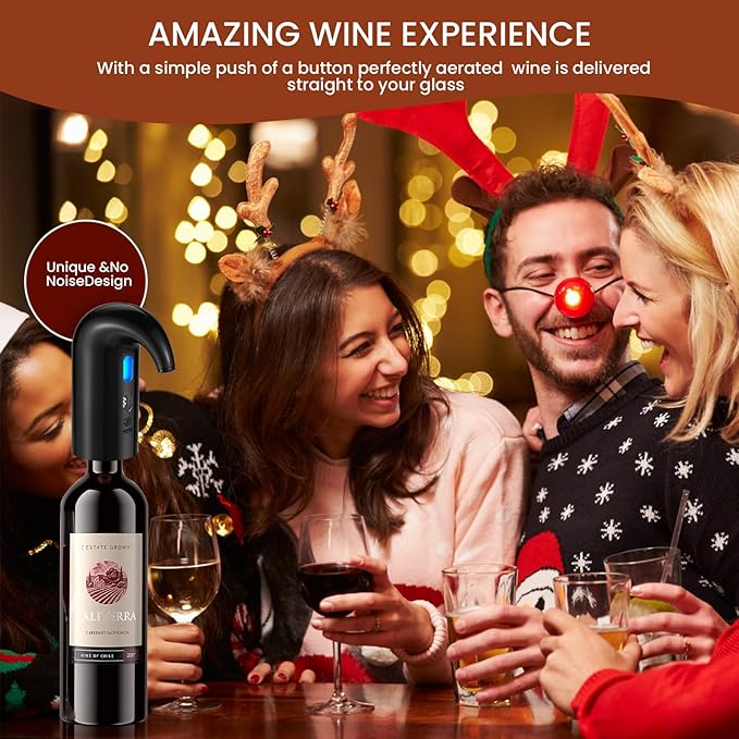 Electric Wine Aerator, Decanter & Dispenser ??USB Rechargeable, Gift for Christmas, Housewarming, Birthday, Wedding, Anniversary, and Retirement, Ideal for Wine Lovers, Men and Women