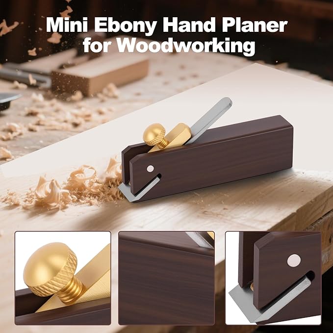 Mini Wood Planer, 3 inch Wood Hand Planer Ebony Woodworking Plane for Planing Smoothing Flat Bottom Trimming Perfect for Carpenter DIY Cutting Tool for Woodworking