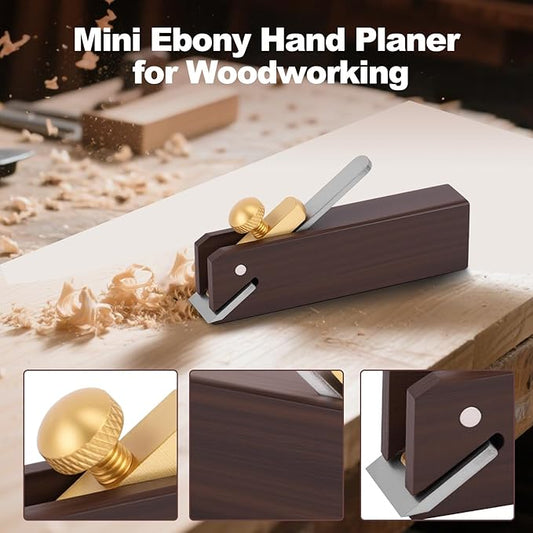 Mini Wood Planer, 3 inch Wood Hand Planer Ebony Woodworking Plane for Planing Smoothing Flat Bottom Trimming Perfect for Carpenter DIY Cutting Tool for Woodworking