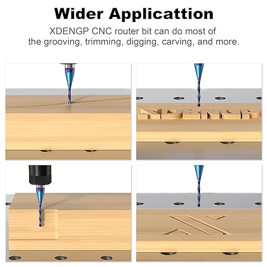 Up Cut Ball Nose Router Bit for CNC, 1/16 inch Cutting Diameter and 1/2 inch Cutting Length 1/4 inch Shank with NACO Coated Carbide Spiral End Mill for Wood 2D/3D Carving