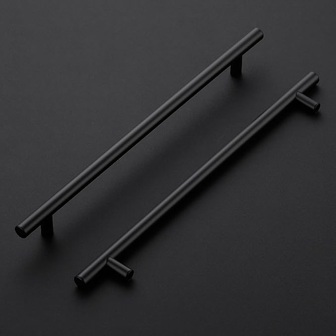 JOY DECOR 45 Pack 12-1/2 Inch Cabinet Pulls Kitchen Cabinet Handles with 10 Inch Hole Center Matte Black Cabinet Hardware Stainless Steel Kitchen Drawer Pulls for Cabinets Cupboard, 256mm Hole Centers