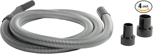 Cen-Tec Systems 10 Ft. Premium Shop Vacuum Extension Hose with 2 tank adapters and 1.25" curved end,120"L x 1.25"W, Silver