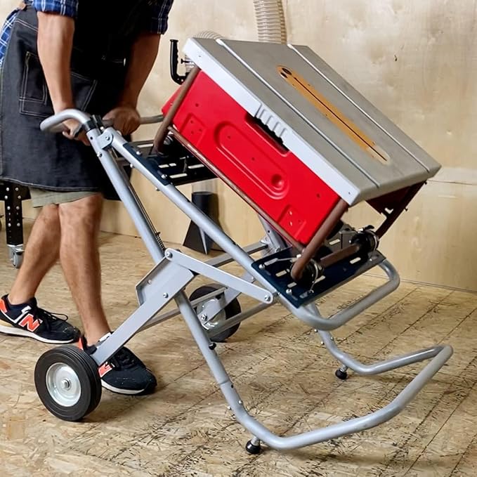 POWERTEC Table Saw Stand with Wheels, Portable Stand w/ 330Lbs Load Capacity, Foldable Design for Easy Storage in Garage, Compatible with Dewalt Table Saw (MT4009)