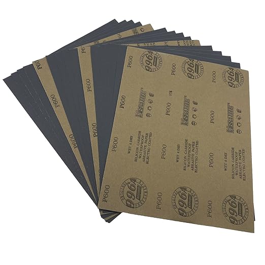 600 Grit Wet Dry Sandpaper, 9 x 11 Inch Sanding Sheets, 15PCS Premium Silicon Carbide Sand Paper for Wood Metal Ceramic or Auto Polishing and Scratches Removing