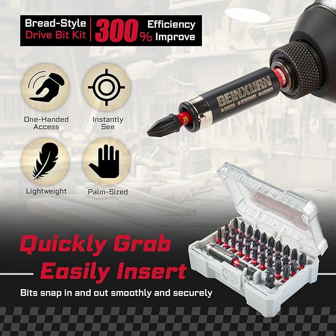 32Pieces Impact Screwdriver Bits Set, S2 Steel Magnetic Phillips/Square/Torx Muliti Insert Bits Tips Set with Impact Bit Holder and 1/4?쒾ocket Adapter(Beige Storage Box Case)