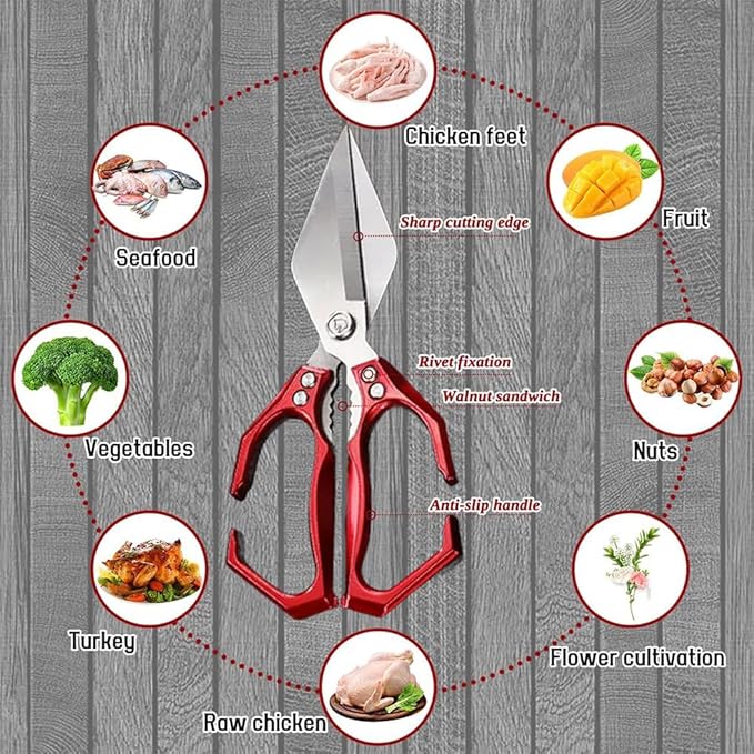 Kitchen Shears, Multifunctional Heavy-Duty Kitchen Shears, Poultry Shears - Heavy Duty Kitchen Scissors for Food with Ergonomic Handle, Ultra Sharp for Chicken, Meat, Seafood, Bone Cutting (Black)