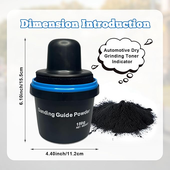 Black Dry Guide Coat Auto Body, Powder Guide Coat for Bodywork, Auto Body Tools Sanding 150g
