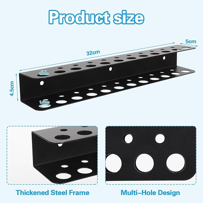 Screwdriver Organizer, Carbon Steel Screwdriver Holder, Garage Tool Organizer Wall Mount for Pliers, Wrenches & Nut Driver, Utility Storage Rack for Workspace, Workshop, Shed (12.6?섃셂/23 Holes)