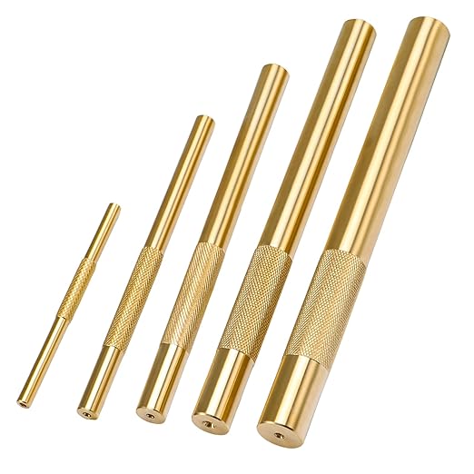 5 PCS Brass Drift Punch Tool Set for 1/4??3/8 ??1/2 ??5/8 ??3/4 ??Non-Sparking Hand Tool Brass Drift Punch Set Replace#: 045256670034 67003-MAI