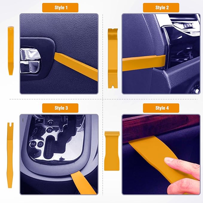 GOOACC 6PCS Auto Trim Removal Tool Kit No-Scratch Tool Kit for Car Audio Dash Window Molding Fastener Remover Tool Kit-Yellow