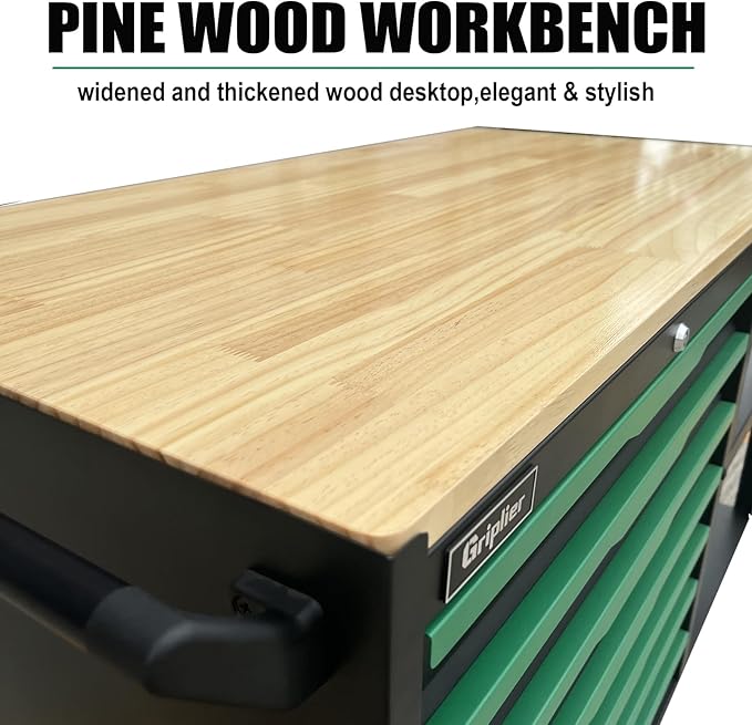 14-Drawers Rolling Tool Chest with Wood Workbench,Brake Casters,Lock & Key,Heavy-Duty Steel Tool Cabinet Storage, for Home,Garbge or Workshop Use (14 Drawers)