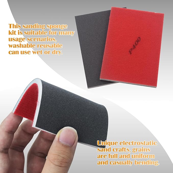 20 Pcs 400 Grit Sanding Sponge, Wet Dry Sanding Block Sandpaper Sponge, Soft Foam Sand Block Washable & Reusable Sanding Pads for Metal Wood Drywall Polishing