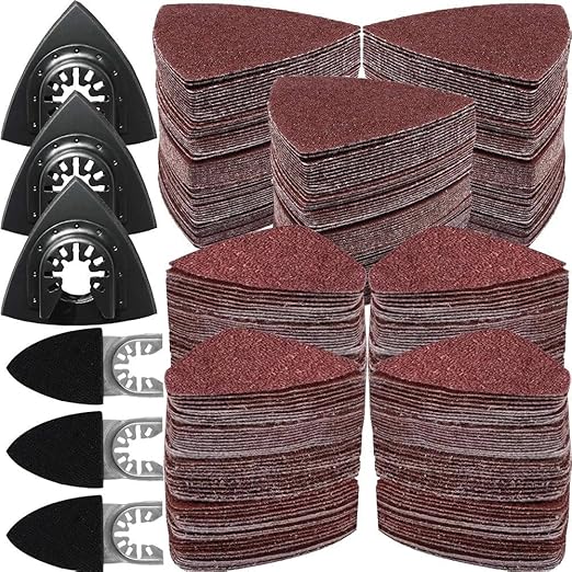 246Pcs Oscillating Tool Sanding Pad Kit, 3Pcs Multitool Sanding Pads and 3Pcs Finger Sanding Pad, 240Pcs Sandpaper, for Wood/Plaster Polish Sanding, & Other Surfaces, Compatible with Multiple Tools