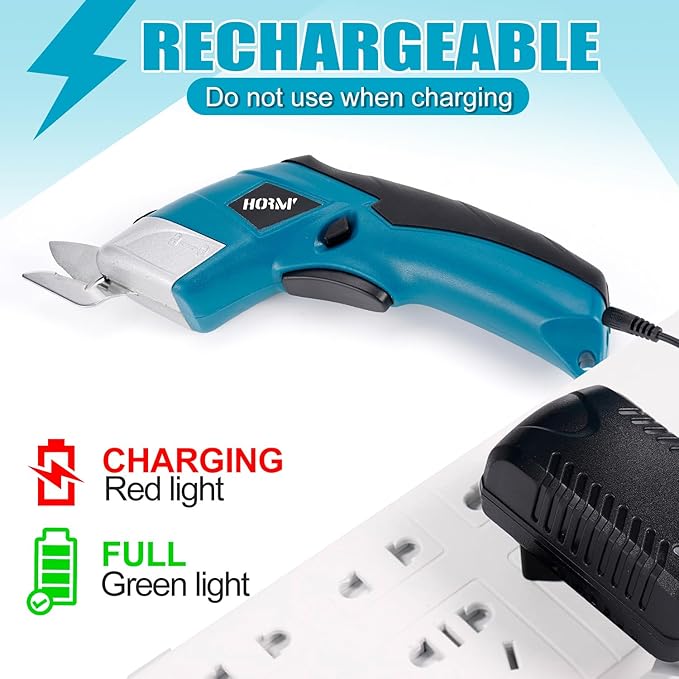 Cordless Electric Scissors,3.7V Fabric Cutter,Equipped with 2 Blades and 1 Charging line,Electric Cardboard Cutter for Fabrics,Cardboard,Carpets