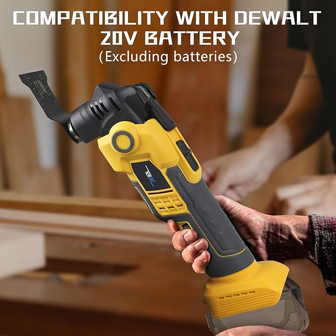 NEWONE Anti-vibration Oscillating Tool Compatible with De-Walt 20V Battery Anti-vibration Oscillating Multi-Tool Kit with 3.6째 Oscillation Angle,6 Variable Speed,16-piece Electric Multitool Blades,Box
