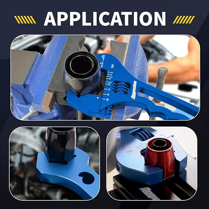AOOSEDOO 3AN-20AN AN Fitting Wrench AN Fitting Tool for AN Hose Fitting Assembly Adjustable Lightweight Aluminum Blue With Double-ended AN Wrench 6AN Socket-AN8 B-nut Blue