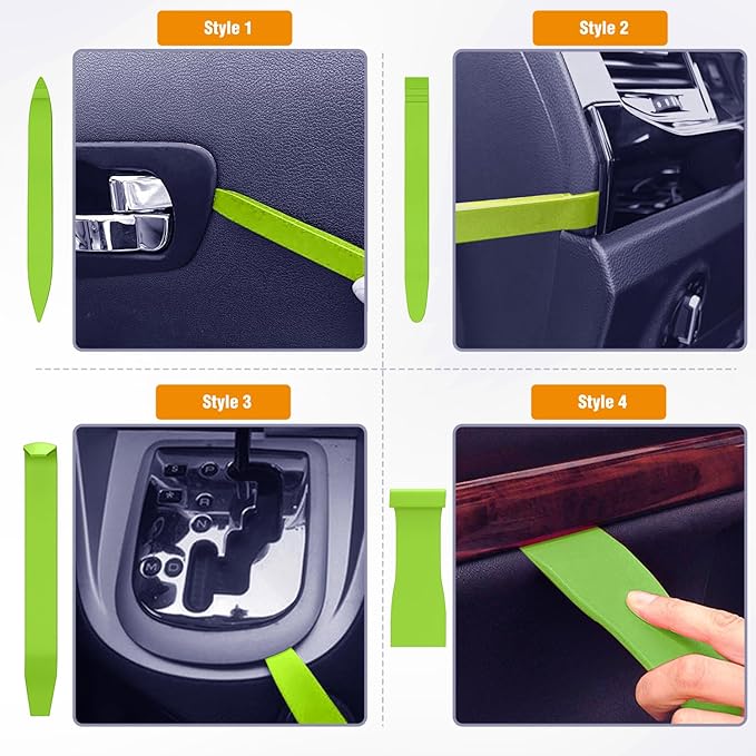 GOOACC 9PCS Auto Trim Removal Tool Kit No-Scratch Tool Kit for Car Audio Dash Window Molding Fastener Remover Tool Kit-Green