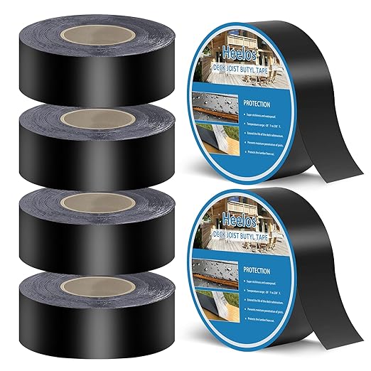 Butyl Joist Tape for Decking 2''횞50', 6 Pack Weather-Resistant Deck Joist Tape, Waterproof Seal Antiseptic Butyl Joists Tape,Self-Adhesive Flashing Joists Tape for Wood Decks Beams Roof