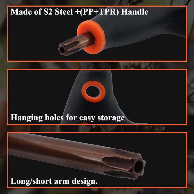Antrader T30 Torx Screwdriver,Anti Tamper Proof Torx Key,S2 Steel T-Handle Dual End Wrench-1Pcs